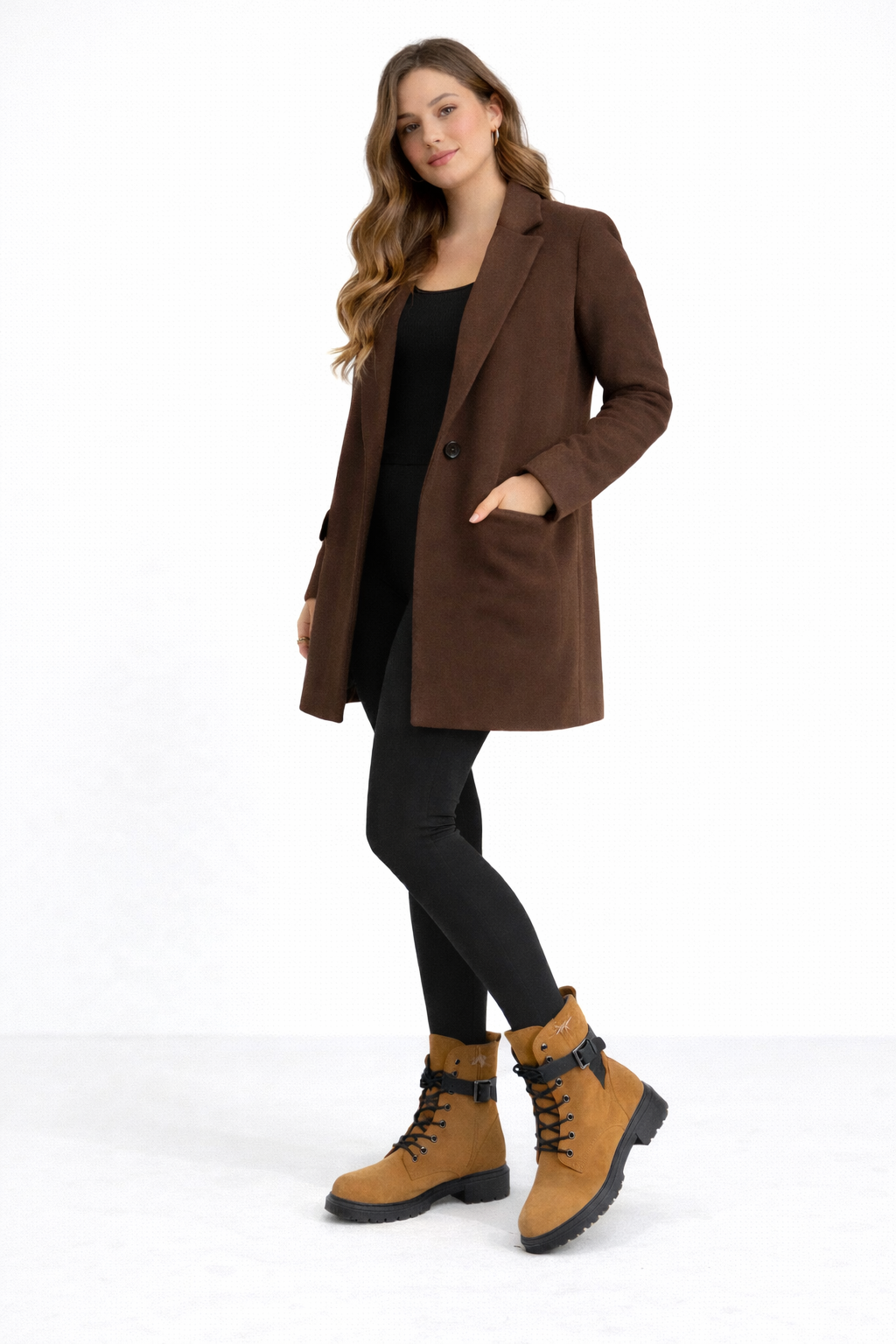 Botín Camel de Cordones con Hebilla y Suela M752