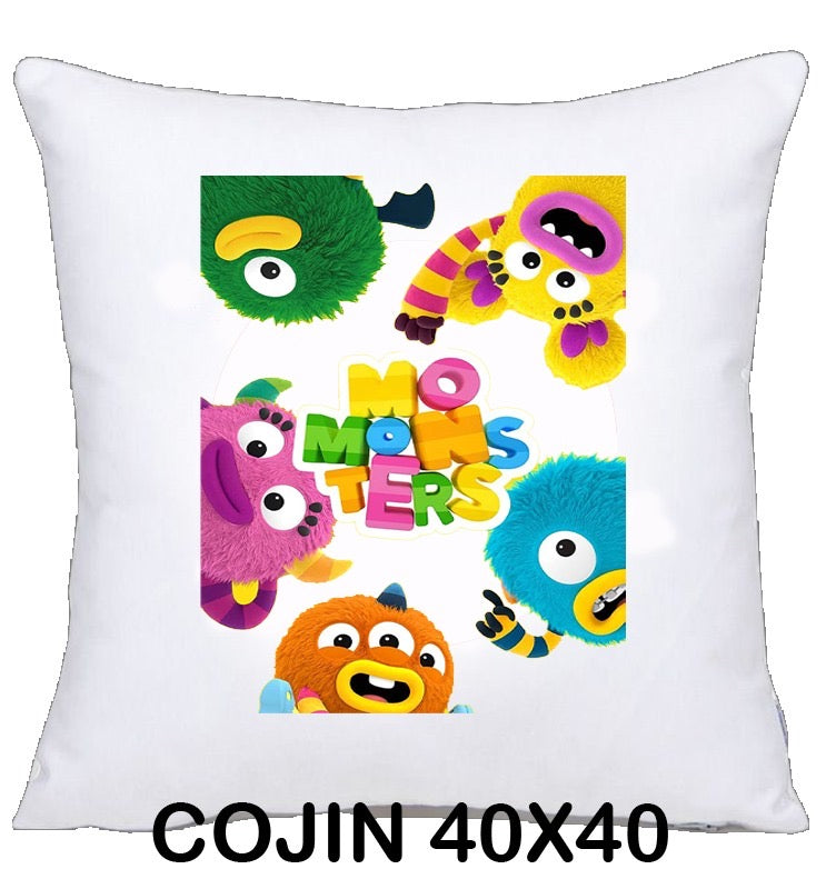 COJIN 40X40 MONSTERS DECORACION HOGAR REGALOS