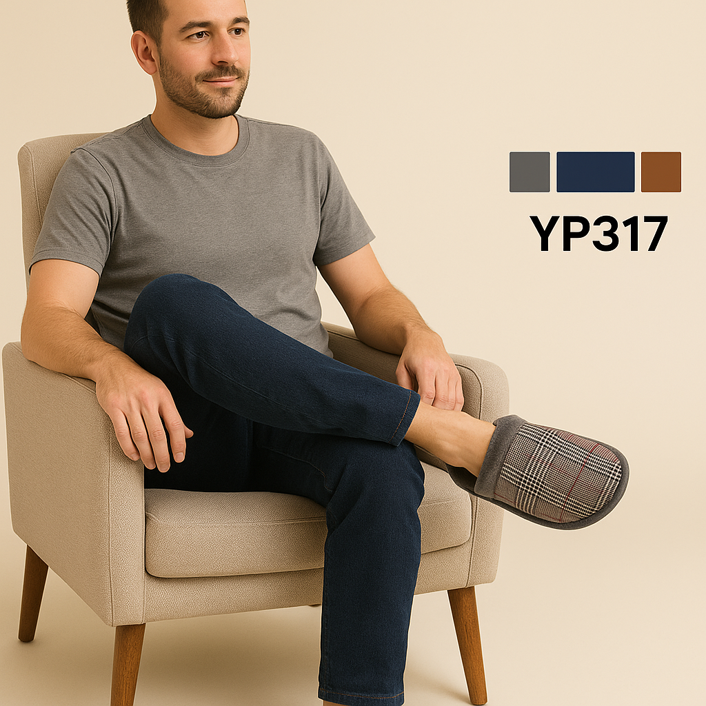 Pantuflas de Cuadros para Hombre YP317 – Comodidad y Estilo en Casa