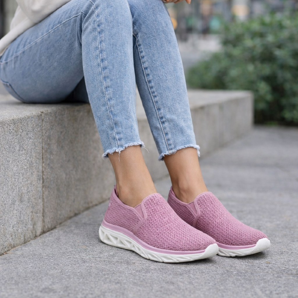Zapatillas Mujer Moradas de Tela Transpirable – Slip On Ultraligeras y Cómodas para Diario M519-6