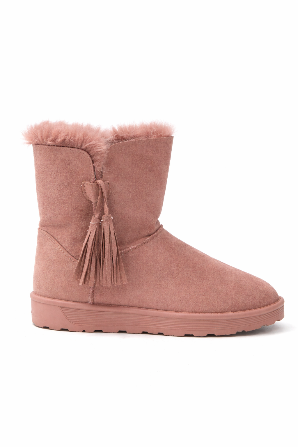 Botines de Pelo Rosa Empolvado con Borlas – Calentitos y Súper Cómodos 888