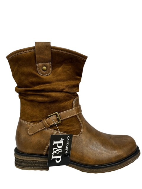 Botín Negro de Tacón Medio con Hebilla – Estilo Urbano y Cómodo 7430