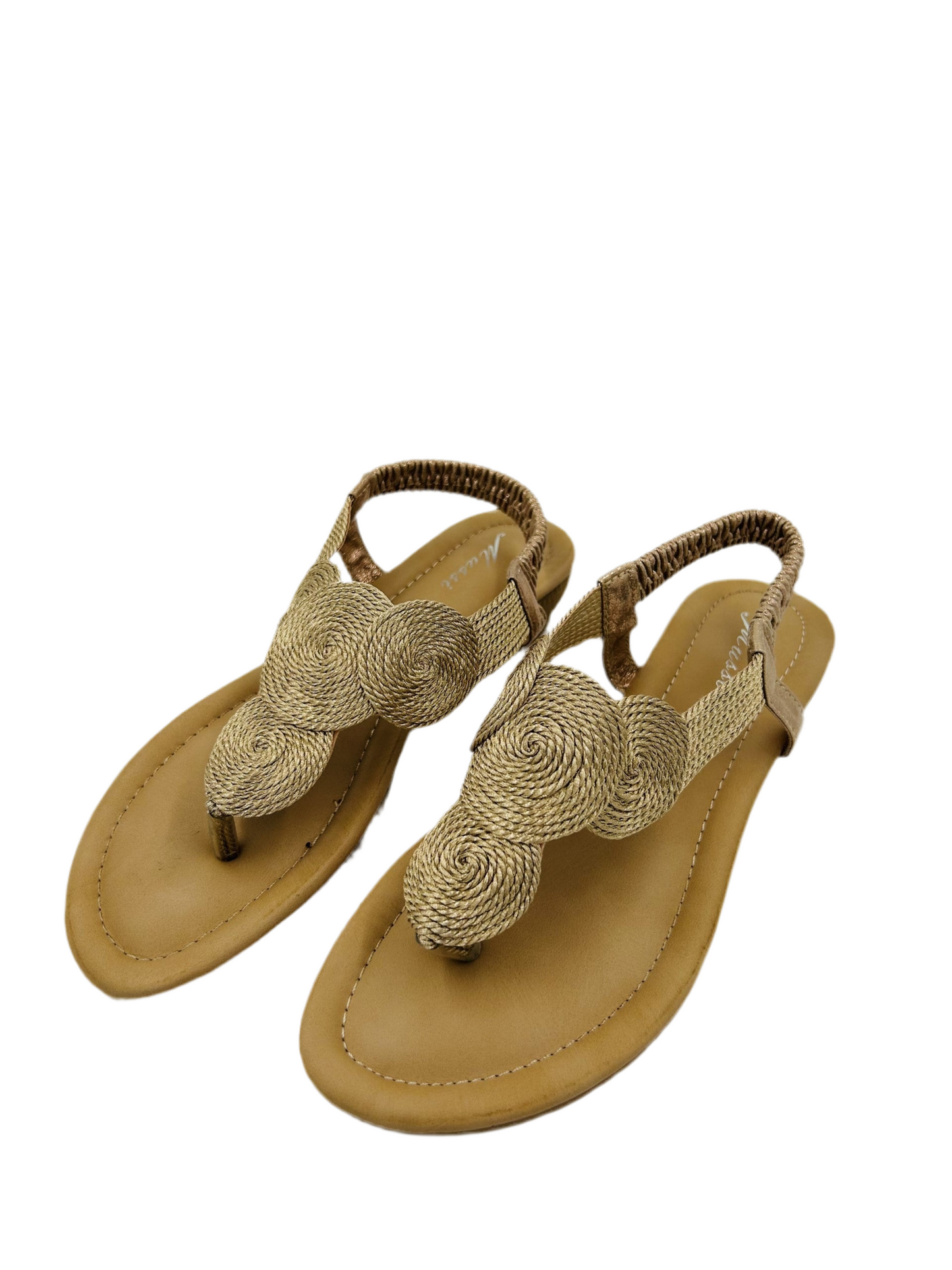 Sandalias Planas Beige con Detalle Floral – Cómodas y Elegantes para Mujer OM901-5
