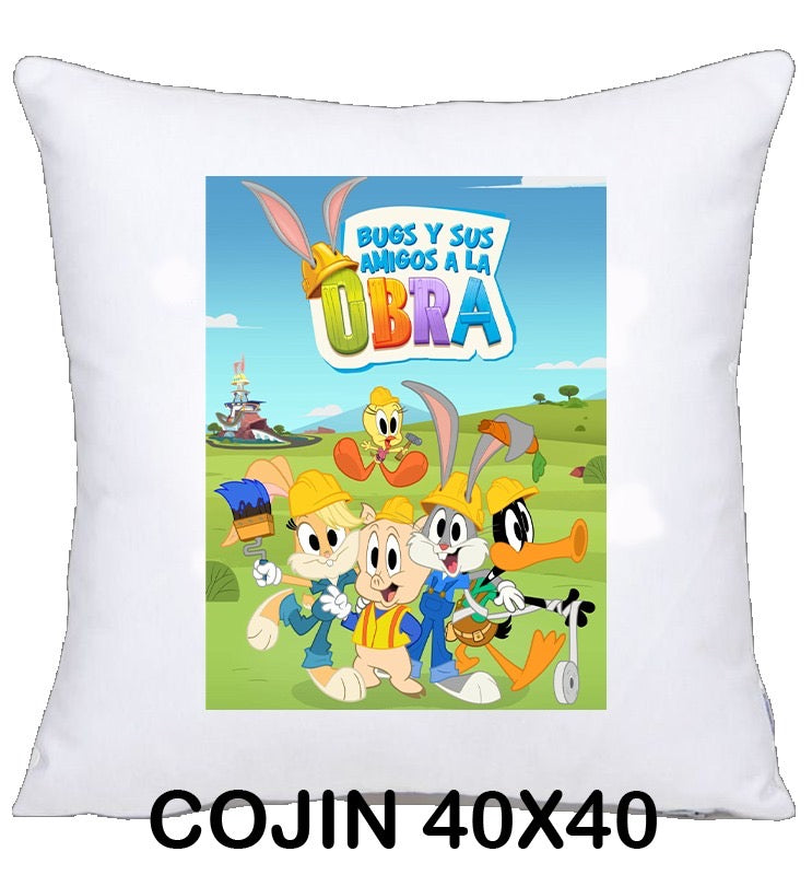 COJIN 40X40 BUGS OBRA DECORACION HOGAR REGALOS