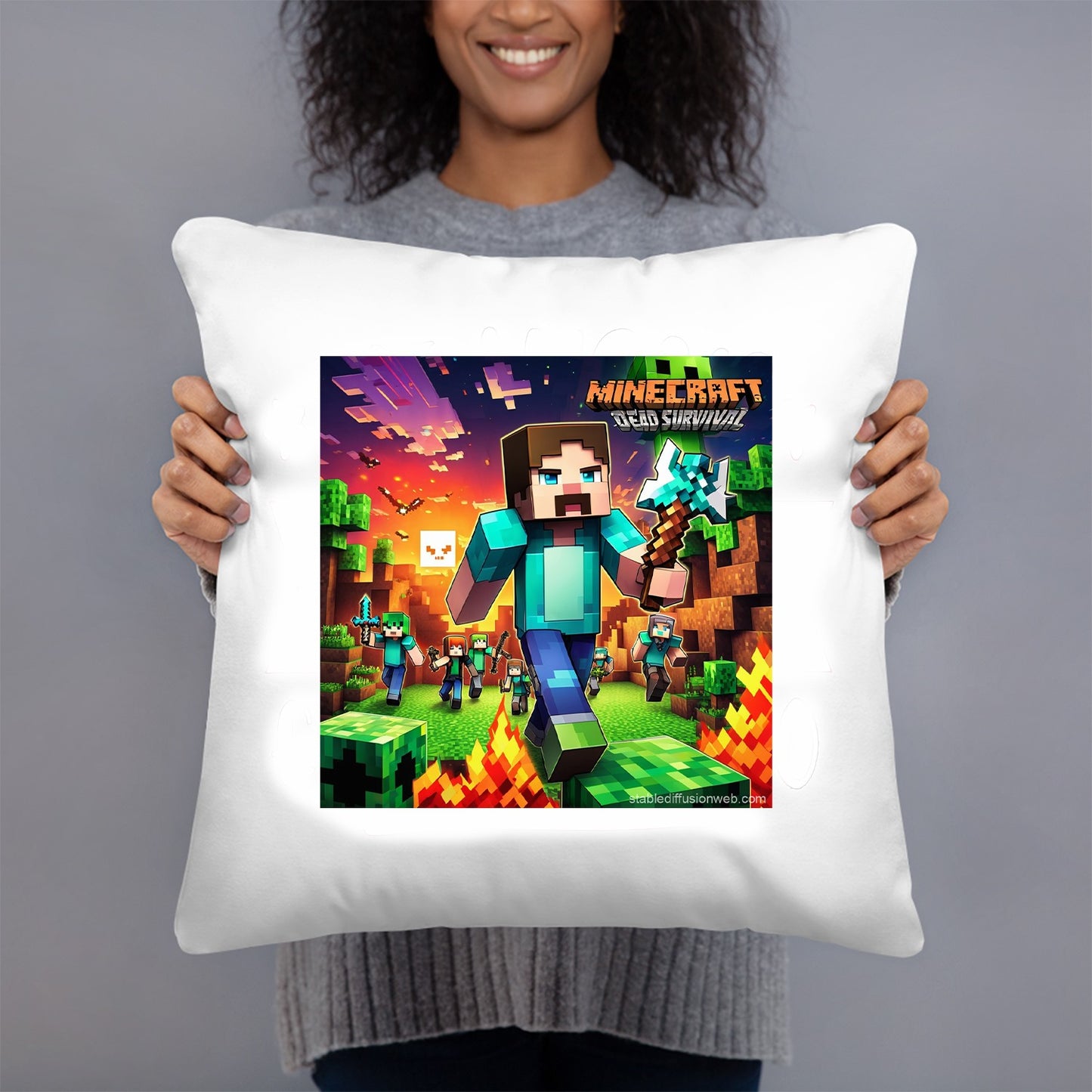 COJIN 40X40 MINECRAFT DEAD SURVIVAL DECORACION HOGAR Y REGALOS