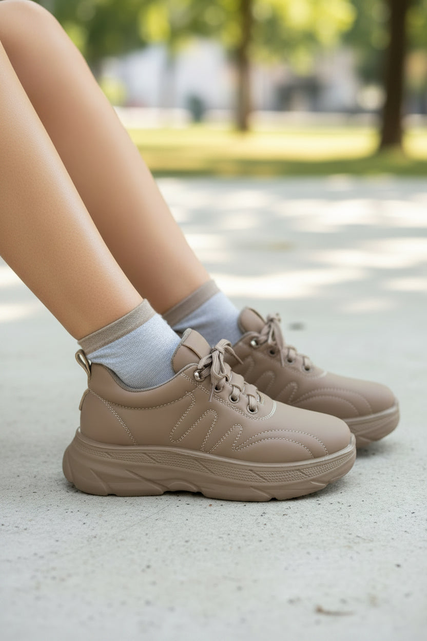 Deportiva Casual Beige con Plataforma YB-5690-2