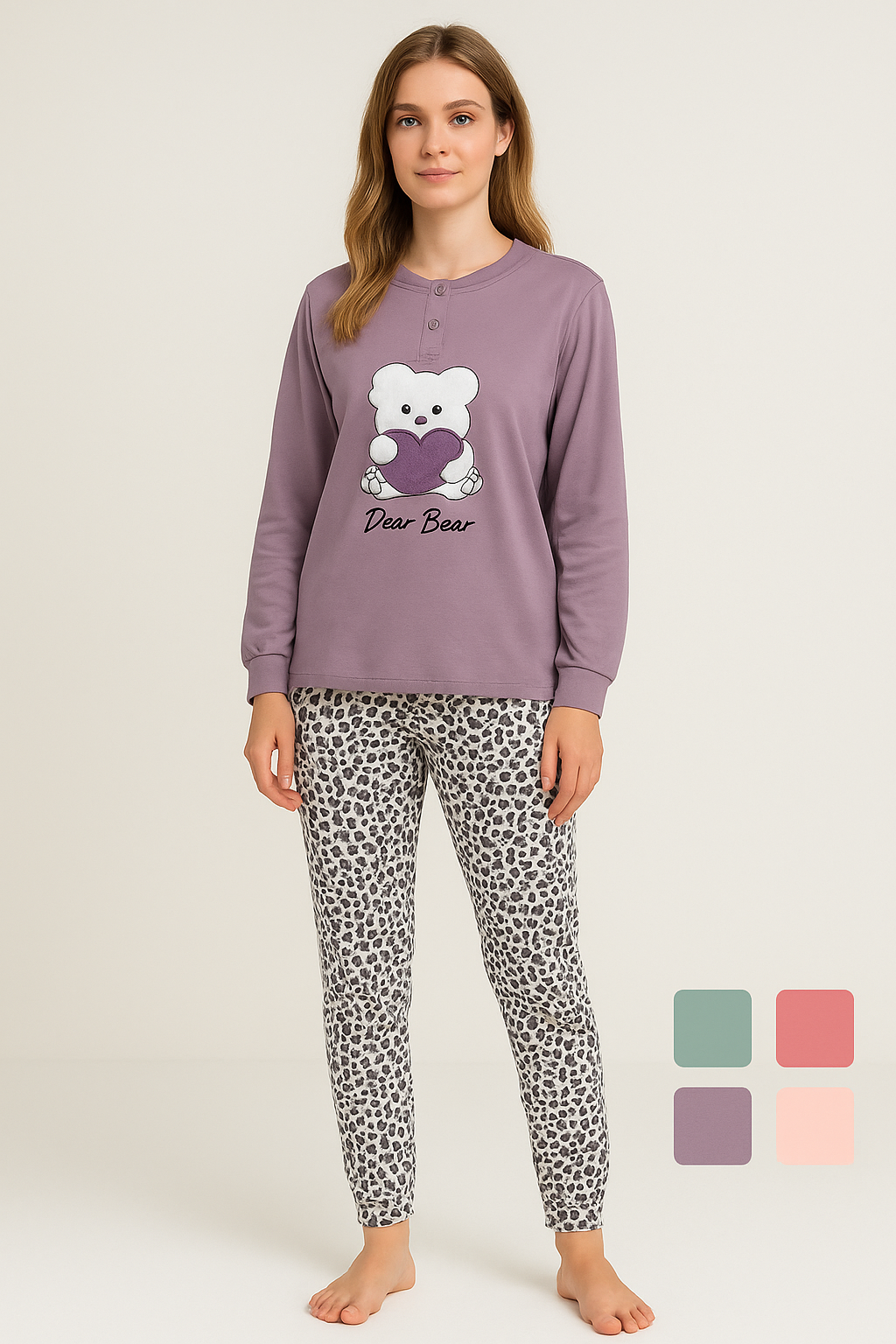 Pijama de Mujer “Dear Bear” – Suave, Cálido y con Diseño de Osito