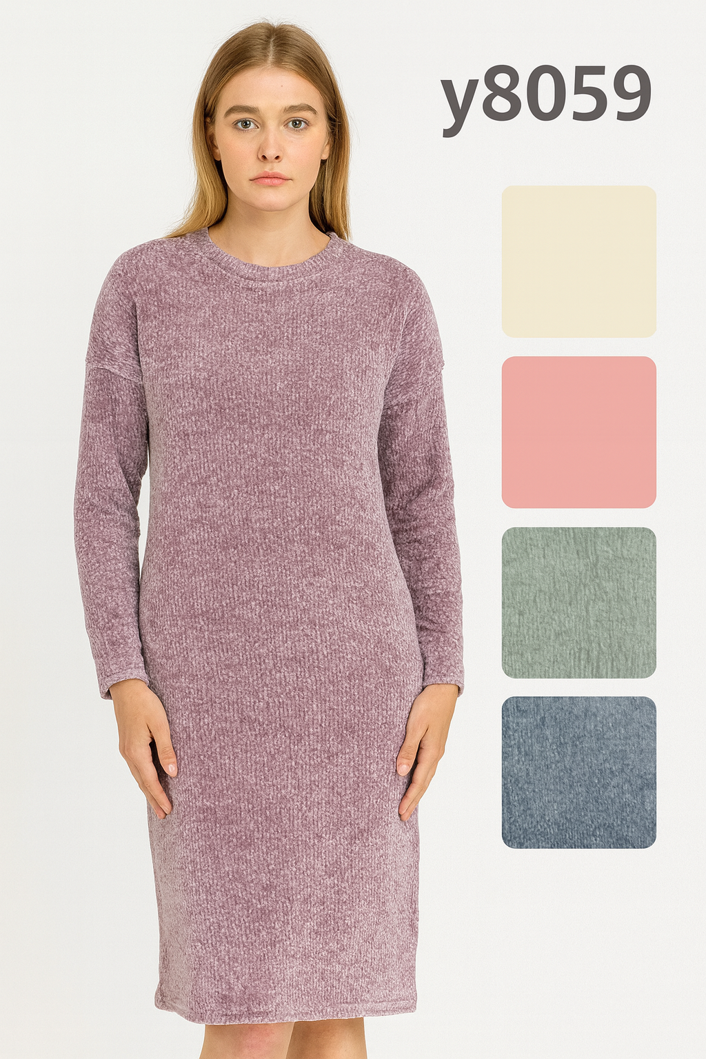 Vestido de Punto Suave “Y8059” – Cálido, Cómodo y Elegante 💫