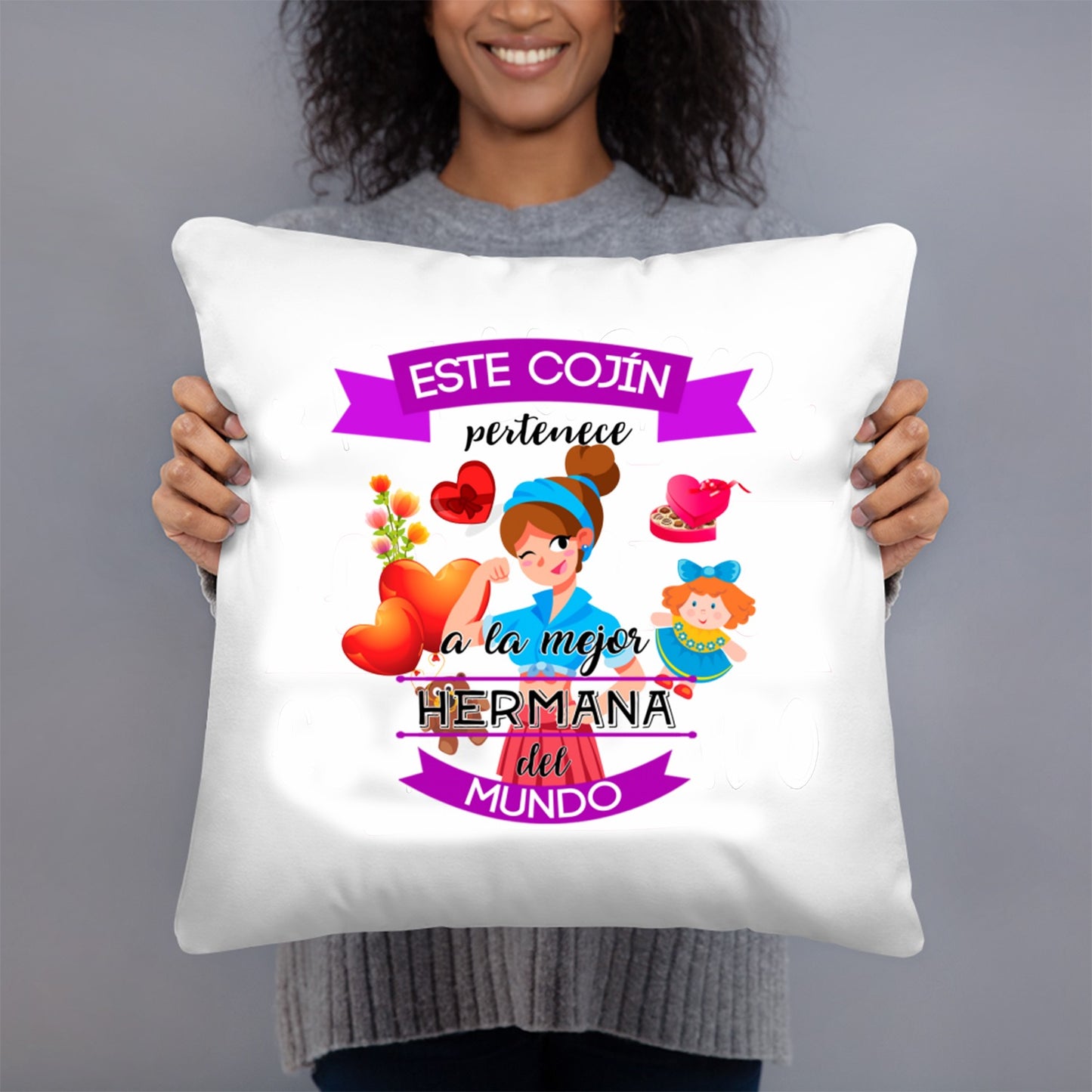COJIN 40X40 MEJOR HERMANA DECORACION HOGAR REGALOS