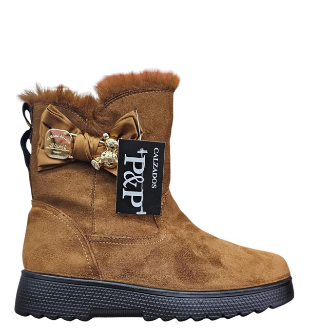 Botines de mujer con lazo y detalle osito H0271