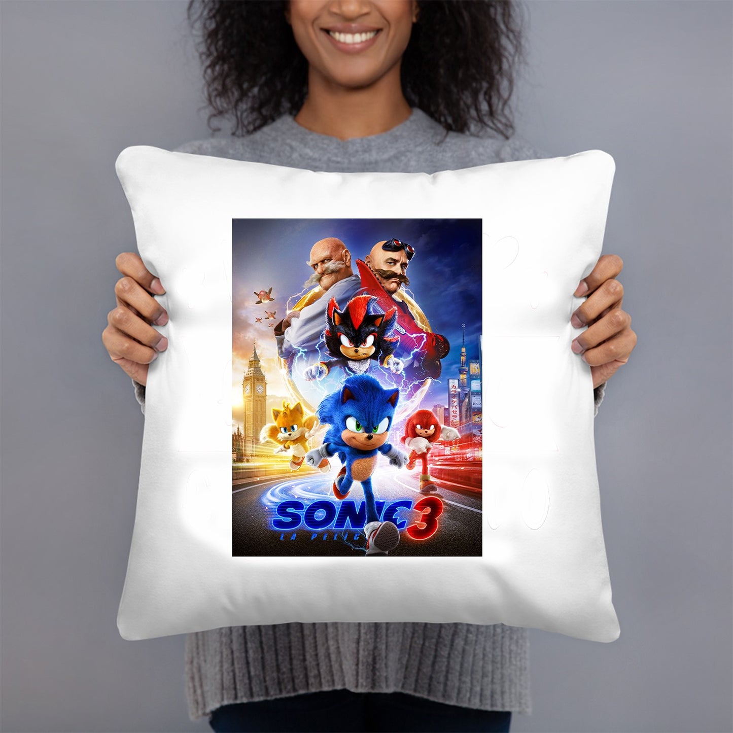 COJIN 40X40 SONIC 3 DECORACON HOGAR REGALOS