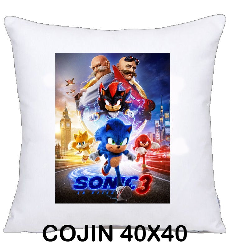 COJIN 40X40 SONIC 3 DECORACION HOGAR REGALOS