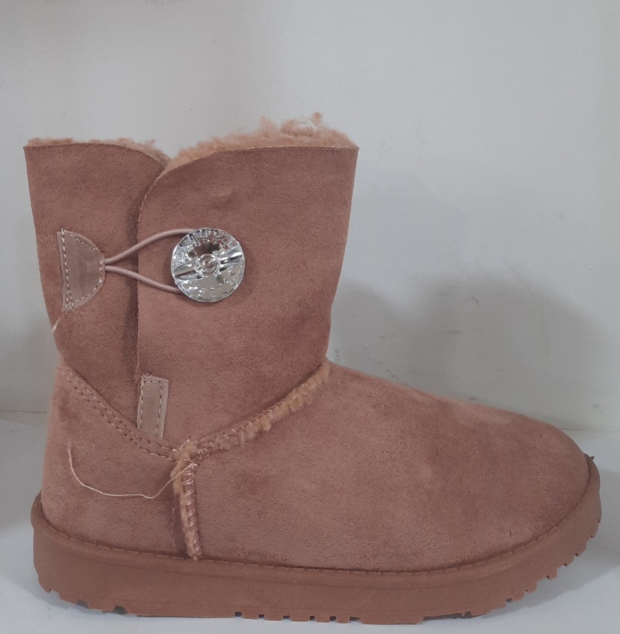 Botines de Pelo Rosa Empolvado con Detalle Brillante – Súper Calentitos UG-04