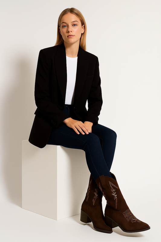 Botines cowboy JF-9931 mujer marrón chocolate | Estilo y elegancia atemporal 🤎