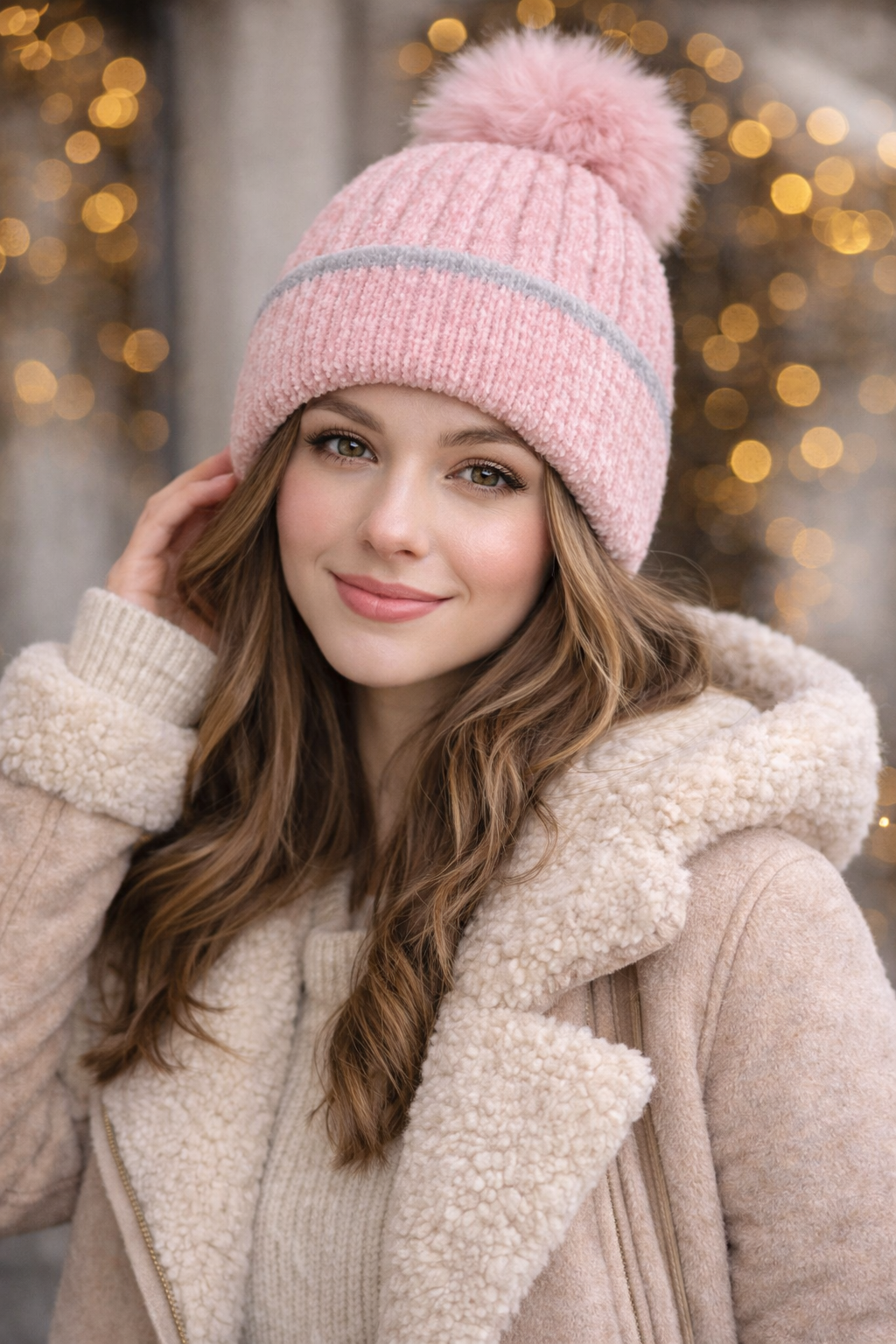 Gorro de invierno con pompón – Suave, cálido y elegante (varios colores)