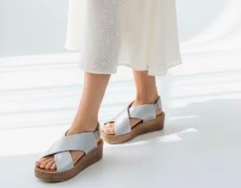 Sandalias Plataforma Mujer Plateadas – Cuña Cómoda Verano Elegante LX2