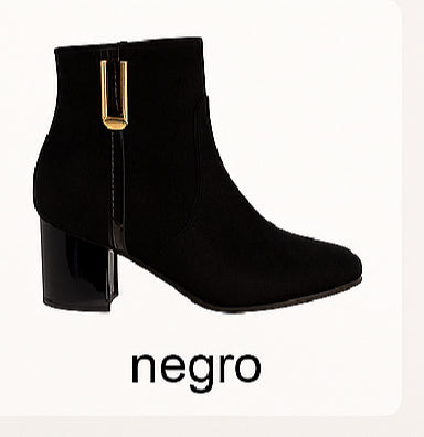 Botines de mujer elegantes REBECA 1540 con hebilla dorada | Disponible en beige y negro ✨