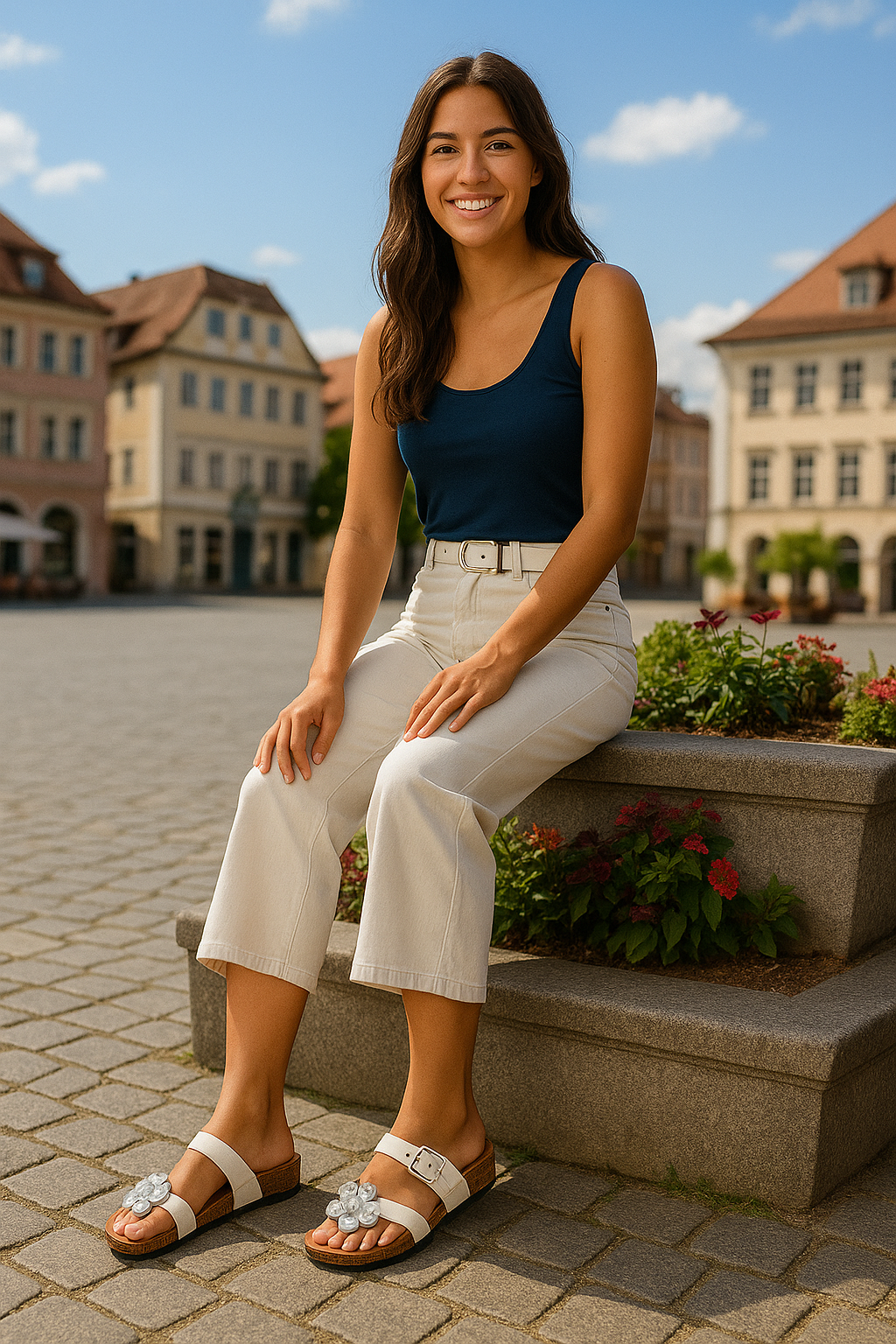 ✨Sandalia blanca con flor glitter – Comodidad y estilo en un solo paso ✨