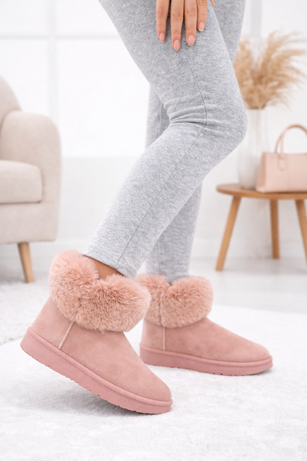 🌸 Botines Rosa con Pelo Suave – Súper Cómodos y Calentitos
 A2318
