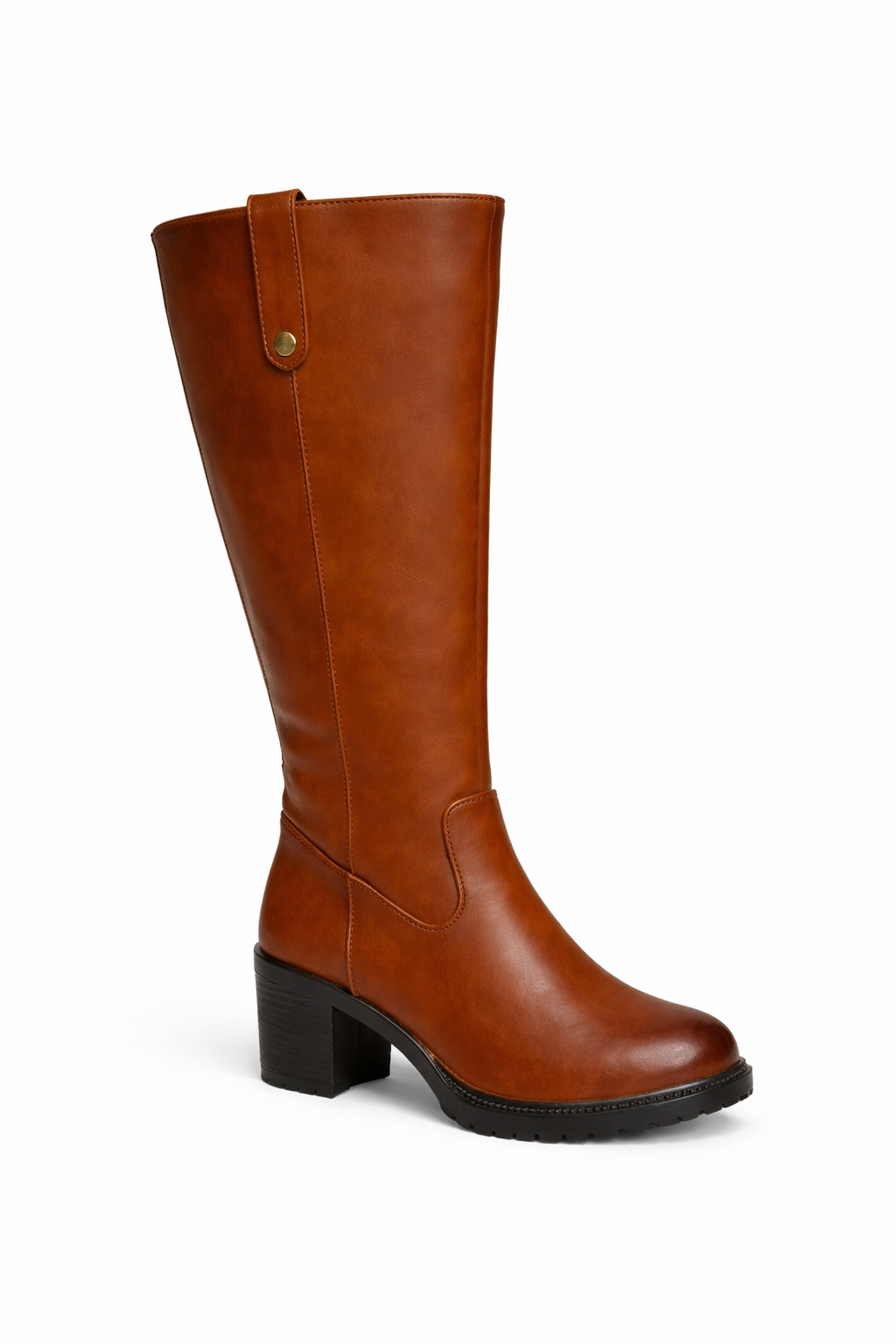 🤎 Bota Alta Color Cuero con Tacón Medio – Elegante y Cómoda MAH768