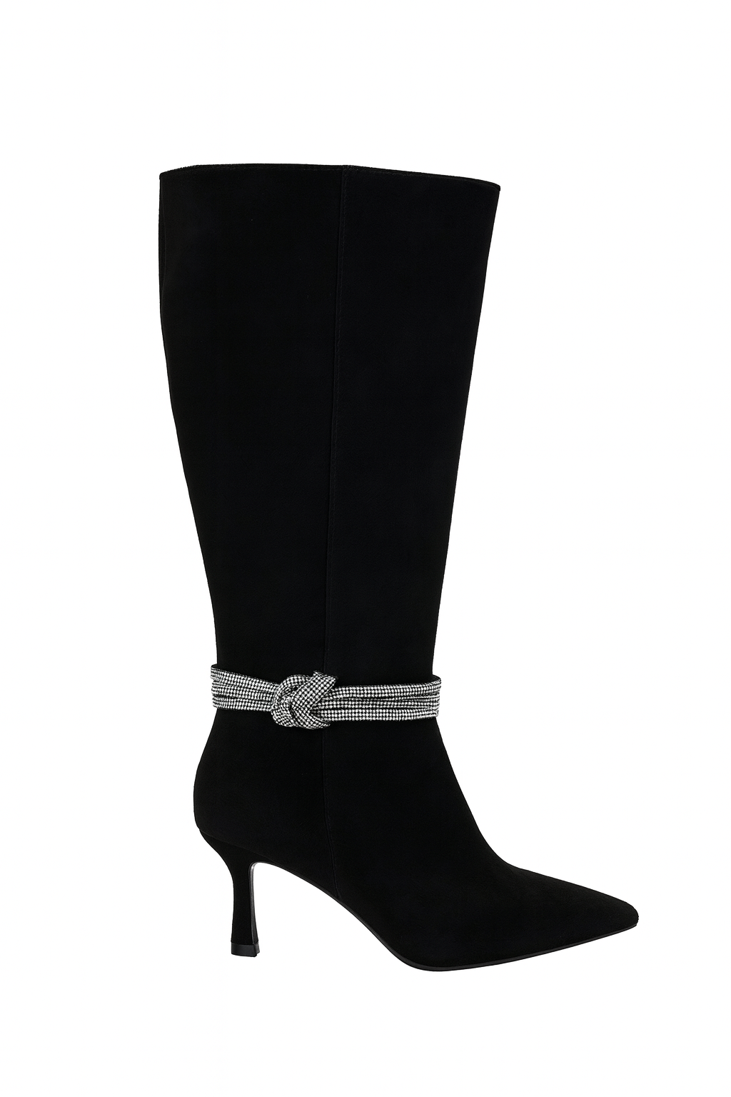 Bota Alta Tacón Fino con Aplique Brillante – Elegancia Premium YZ23-58