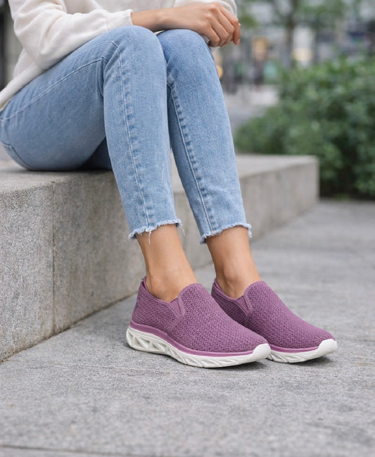 Zapatillas Mujer Moradas de Tela Transpirable – Slip On Ultraligeras y Cómodas para Diario M519-6