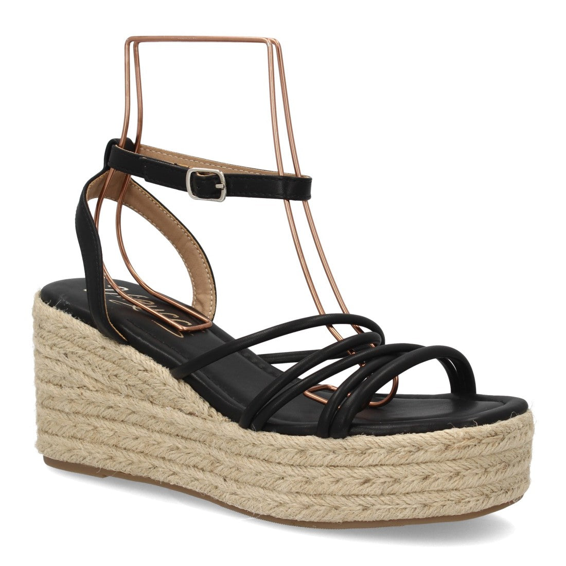 ✨ Sandalia Cuña Esparto Multitiras – Negro, Blanco y Beige  VR6-3200