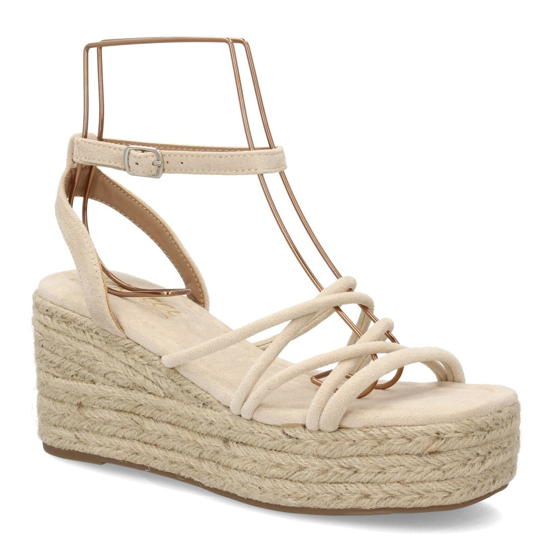 ✨ Sandalia Cuña Esparto Multitiras – Negro, Blanco y Beige  VR6-3200