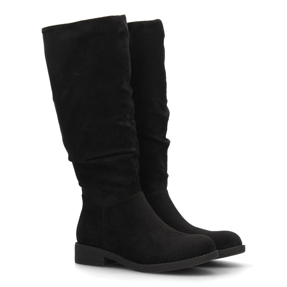 Bota Alta Efecto Ante con Tacón Bajo – Disponible en Varios Colores YY-52