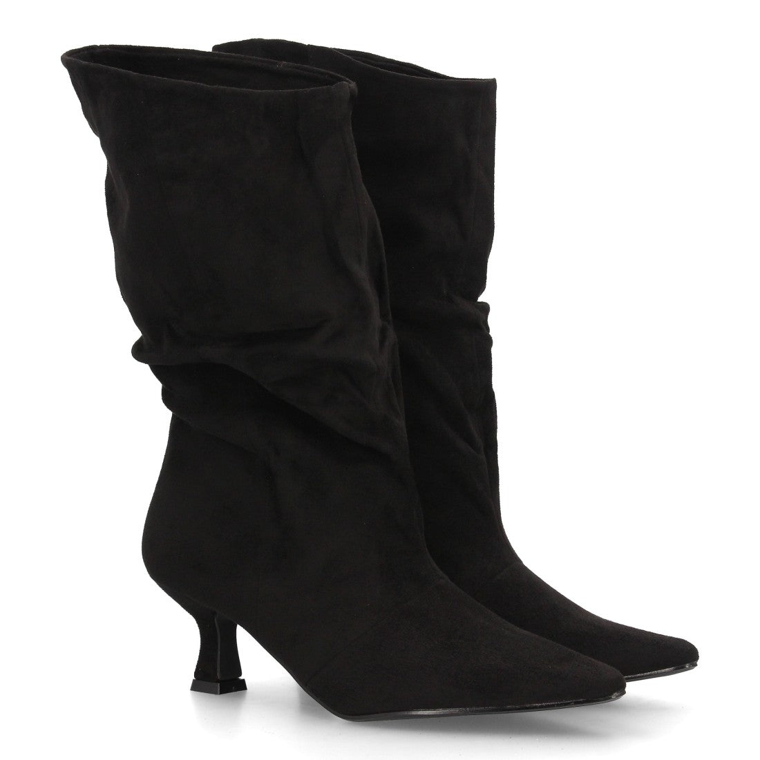 Bota Alta Efecto Ante con Tacón Bajo – Beige, Marrón y Negro A-6027