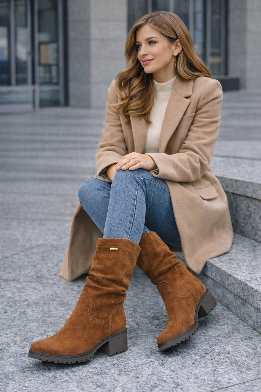 Botín Marrón de Ante con Caña Arrugada y Suela Cómoda JF9012