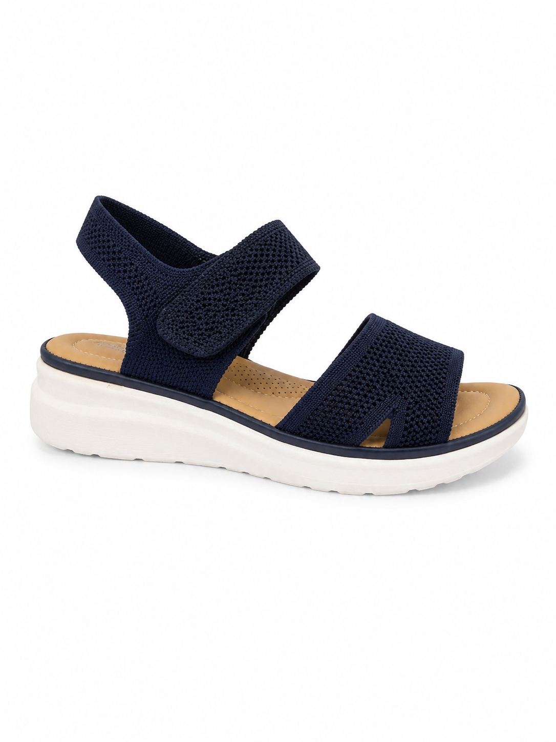 Sandalia confort elástica azul marino con plataforma ligera para mujer w2707