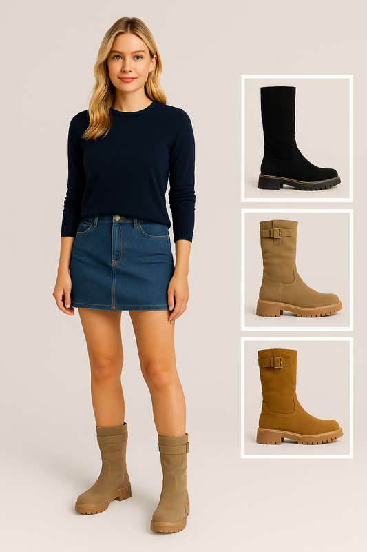 Bota Casual Kaki con Suela Track – Disponible en 3 Colores 8613