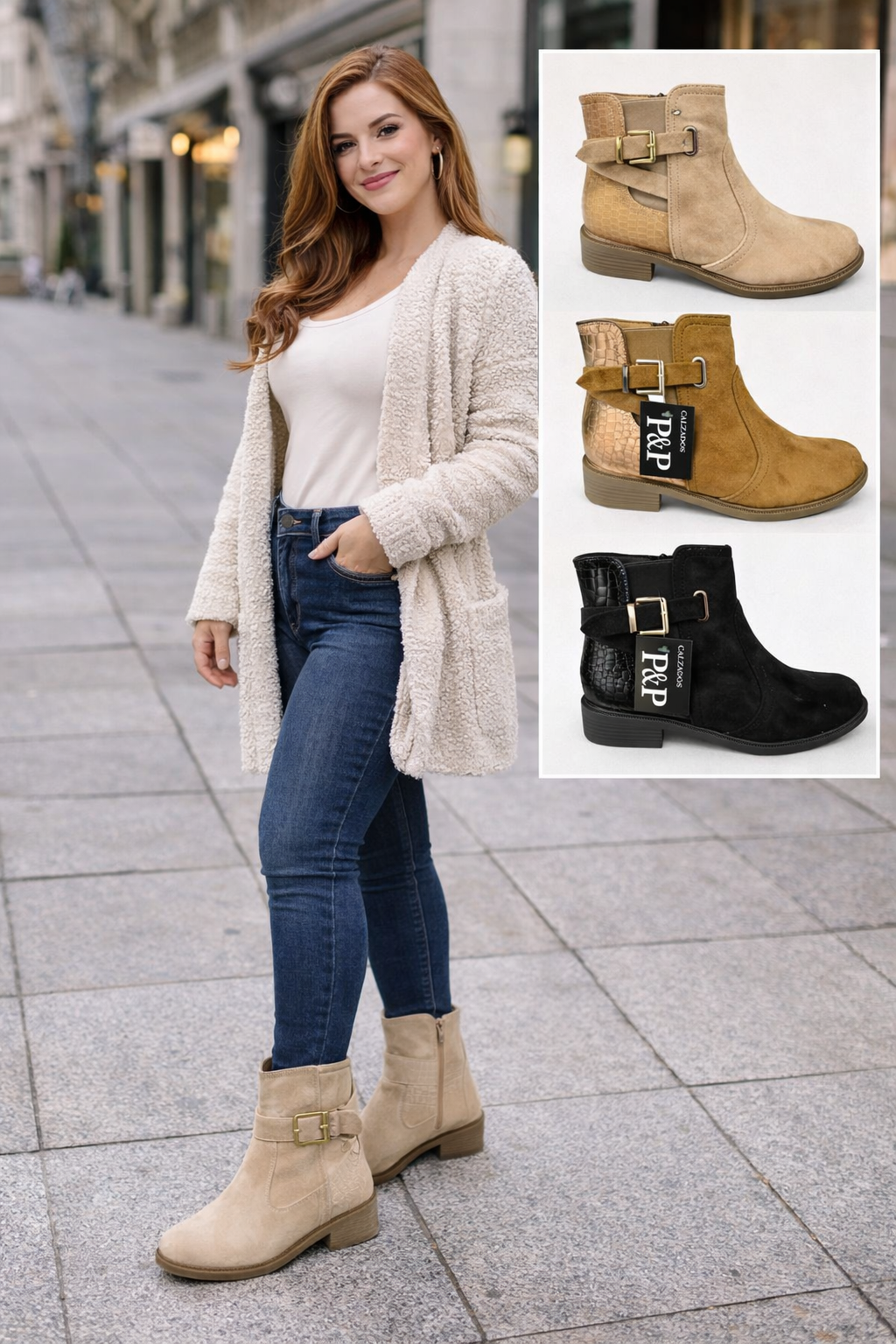 🖤 Botines Mujer Estilo Casual con Hebilla – Negro, Camel y Beige TH-F690