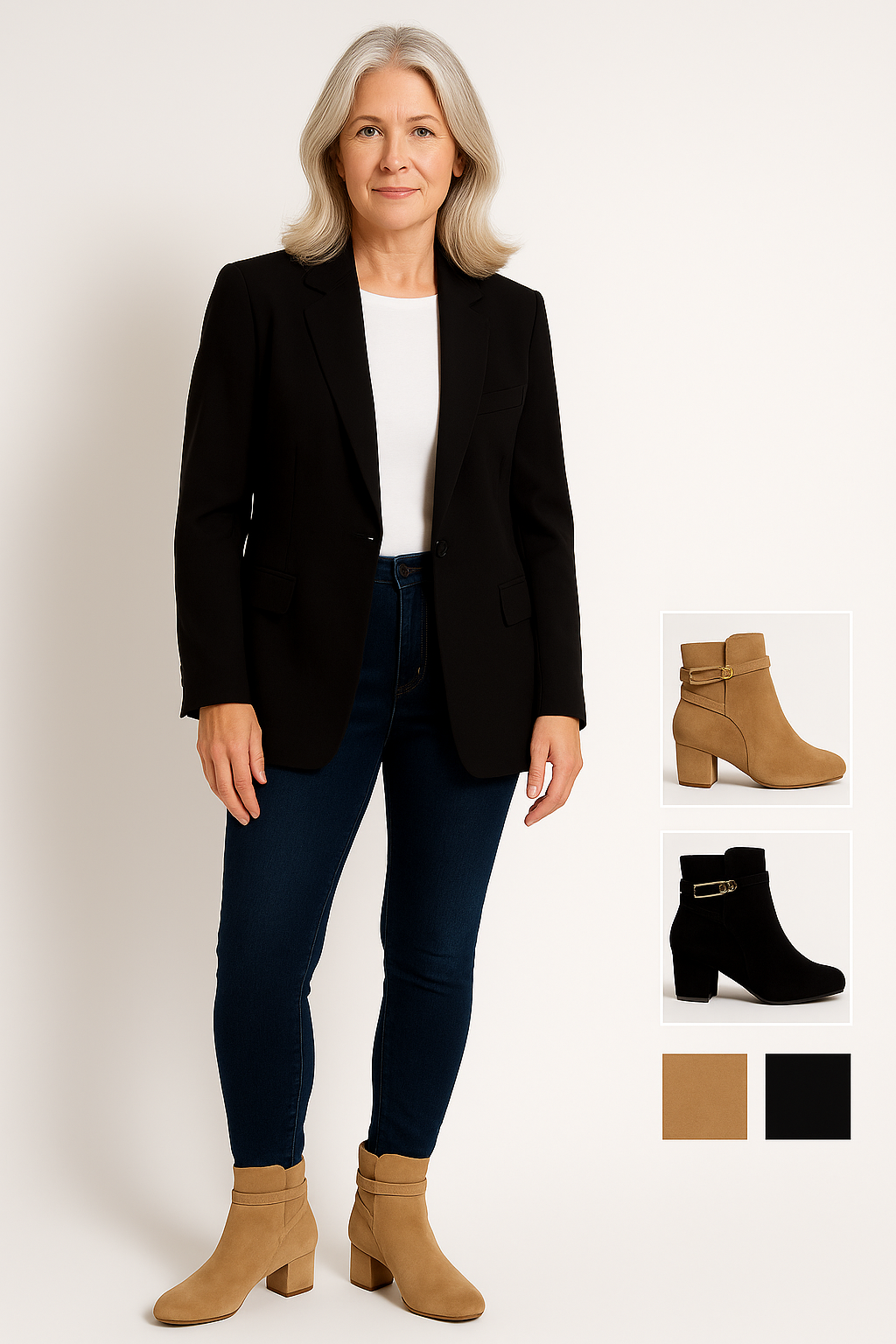 Botines elegantes mujer 3732 con hebilla dorada | Disponible en beige y negro ✨