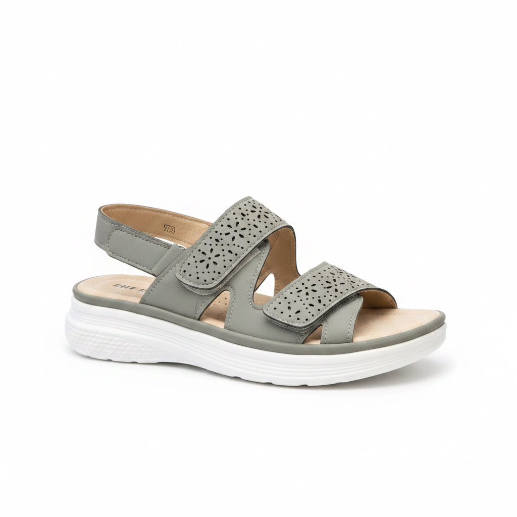 Sandalia confort verde para mujer con doble velcro y plataforma ultraligera 9728