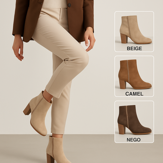 Botines Mujer con Tacón Alto y Cremallera Lateral | Suede Elegante Calzados P&P
 Y8B-AX22089-1