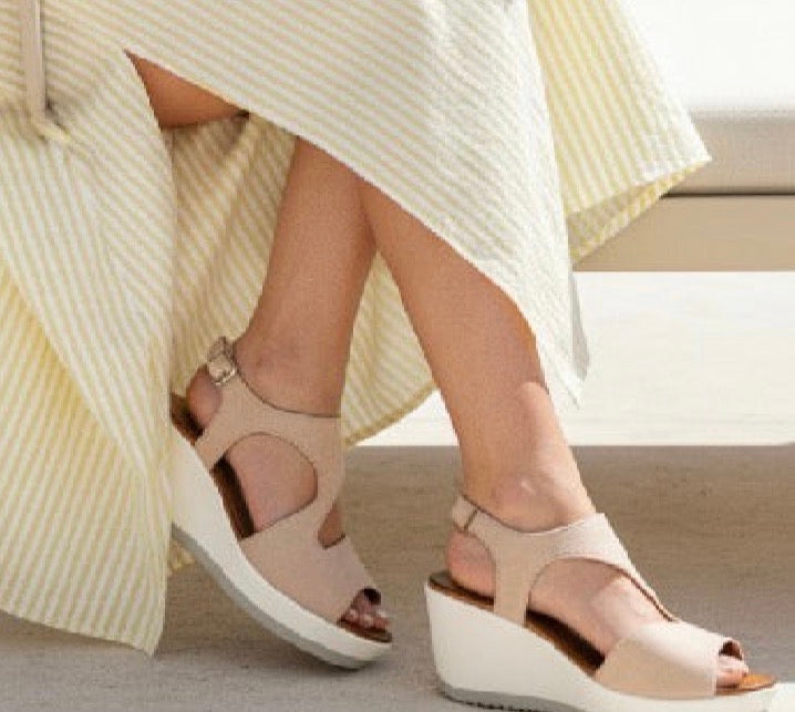 18€ !!!Sandalias Cuña Mujer Beige con Plataforma Blanca – Sandalias Verano Cómodas y Modernas W933