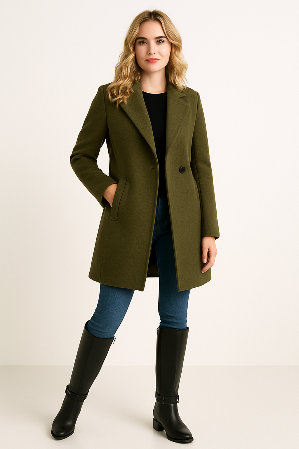 Bota Alta Elegante con Hebilla – Estilo Clásico & Chic  Cod 1274