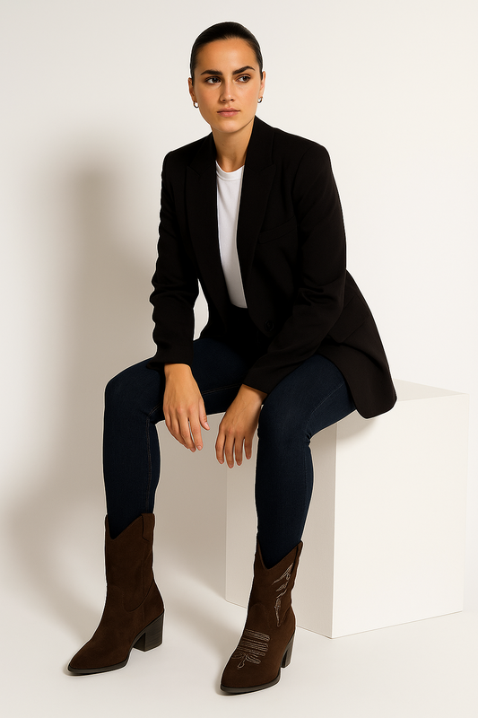 Botines cortos cowboy JF-9951 mujer color marrón chocolate | Elegancia, confort y estilo western 🤎