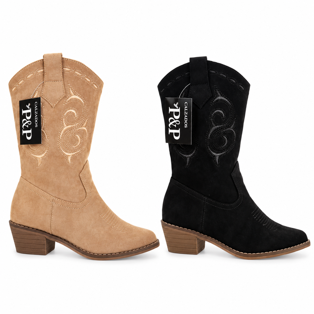 Botines Estilo Cowboy  con Bordado – Elegancia Atemporal 2819-14