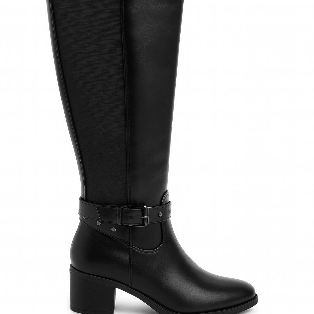 Bota Alta Elegante con Hebilla – Estilo Clásico & Chic  Cod 1274