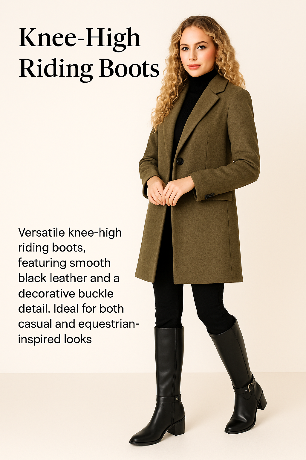 Bota Alta Elegante con Hebilla – Estilo Clásico & Chic  Cod 1274