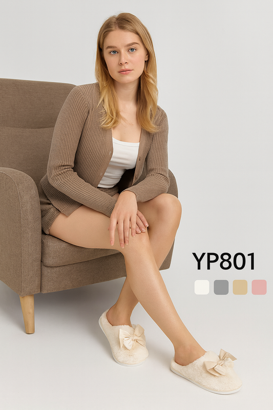 Zapatillas de Casa Mujer “YP801” – Suaves, Calentitas y con Lazo 🎀