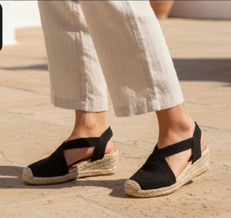 Sandalias Cuña Esparto Mujer Camel – Alpargatas Plataforma Verano Cómodas YJ-18