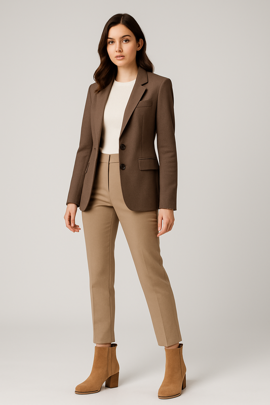 Botines Mujer con Tacón y Elástico Lateral | Suede Camel Elegante – Calzados P&P YZ22-10