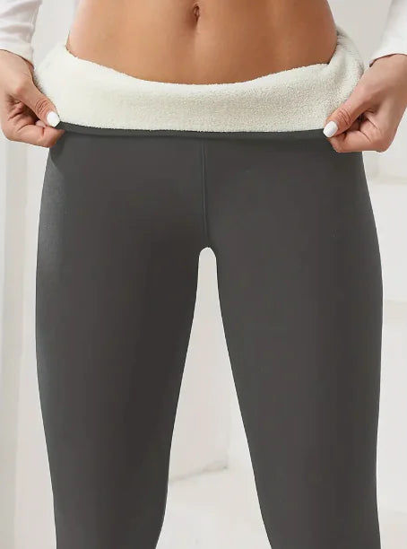 Leggings de lana de cordero acolchados de terciopelo