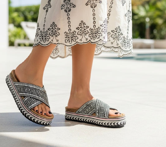 Sandalias Plataforma Mujer Gris con Tiras Cruzadas – Sandalias Verano Cómodas y Trend 3664