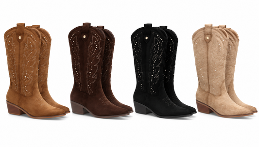 Bota Cowboy Alta de Antelina con Tachas Decorativas VR6-3311