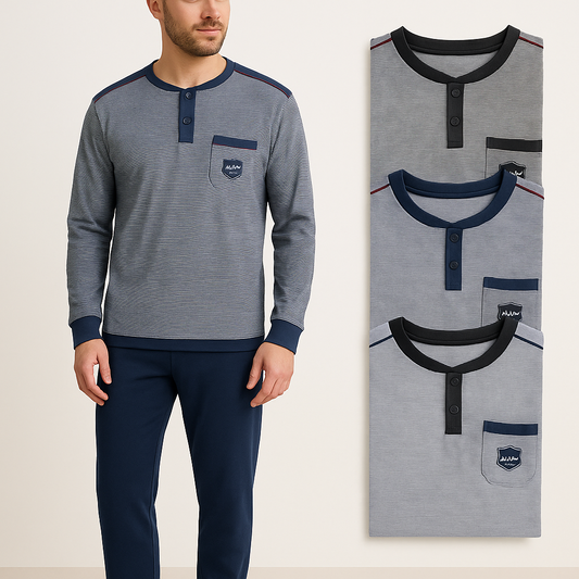Pijama de hombre de manga larga  COD 3959  – Comodidad y estilo en tonos azul y gris